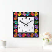 Lucha Libre Sugar Skull Quadratische Wanduhr (Zuhause)