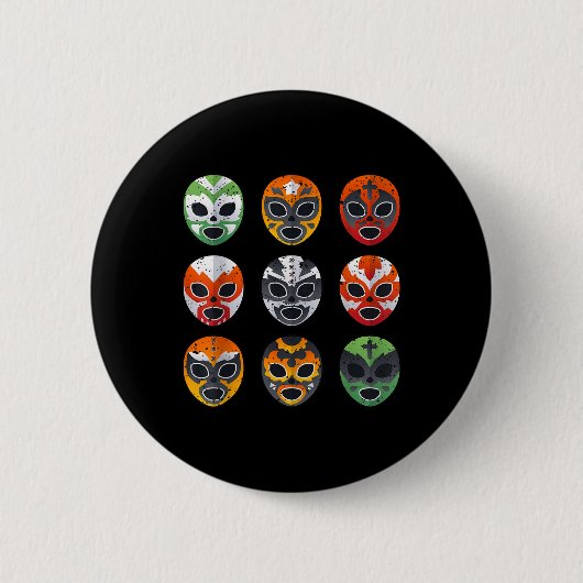 Lucha Libre Wrestling Mask Cinco De Mayo Mexican B Button (Vorderseite)
