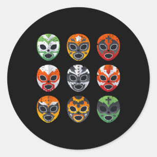 Lucha Libre Wrestling Mask Cinco De Mayo Mexican B Runder Aufkleber