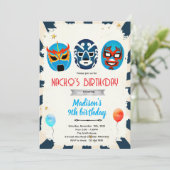 Luchador birthday party invitation einladung (Stehend Vorderseite)