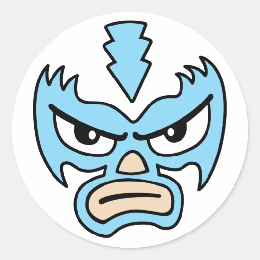 Luchador Liebe Blue Mask Caroon Face Graphic meme Runder Aufkleber (Vorderseite)