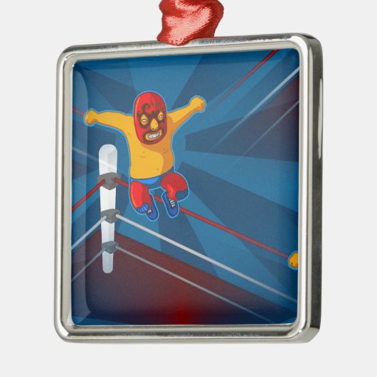 Luchador Silbernes Ornament (Links)