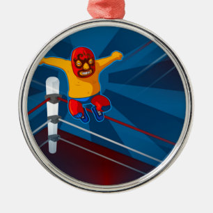 Luchador Silbernes Ornament