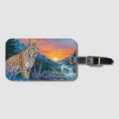 Luchs bei Sonnenaufgang durch Wasserfall Gepäckanhänger (Vorderseite (Horizontal))