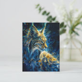 Luchs-Bobcat mit blaugelblich-neonischem Licht Postkarte (Stehend Vorderseite)