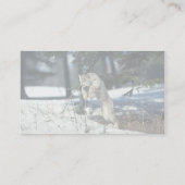 Luchs, der, springend auf Schnee springt Visitenkarte (Rückseite)