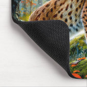 Luchs im herbstlichen Wald Aquarell Mousepad (Ecke)