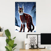 Luchs im Schnee | AI Art Poster (Heimbüro)
