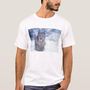 Luchs im Schnee am Fuße der Berge T-Shirt