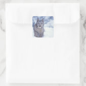 Luchs im Schnee im Vorland Quadratischer Aufkleber (Tasche)