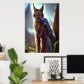 Luchs im vikenden Dorf | AI Art Poster (Heimbüro)