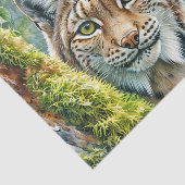Luchs in üppig grünem Wald Wasserfarbe Seidenpapier (Ausschnitt)