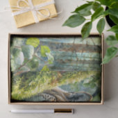 Luchs in üppig grünem Wald Wasserfarbe Seidenpapier (Geschenk)