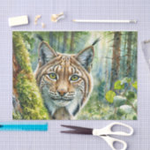 Luchs in üppig grünem Wald Wasserfarbe Seidenpapier (Handwerk)