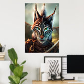 Luchs in viktorianischen Kleidern | AI Art Poster (Heimbüro)