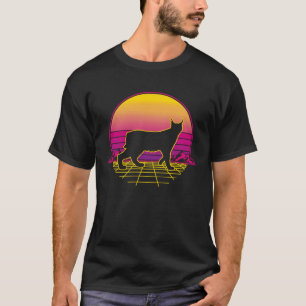 Luchs Katzenbaby Retro Vintage Sonnenuntergang T-Shirt