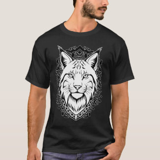 Luchs Kopf Minimalistische Linienkunst Schwarz und T-Shirt
