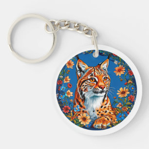 Luchs mit lebendigem orangefarbenem Fell Schlüsselanhänger