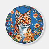 Luchs mit lebhaftem Orangenhain Magnet (Vorne)