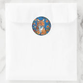 Luchs mit lebhaftem Orangenhain Runder Aufkleber (Tasche)