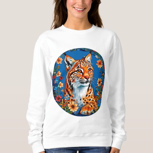 Luchs mit lebhaftem Orangenhain Sweatshirt (Vorderseite)