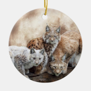 Luchs-Mond-Feiertags-Verzierung Keramikornament