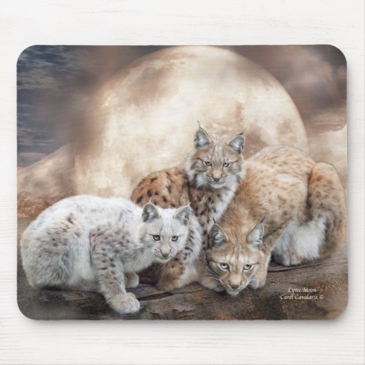 Luchs-Mond-Kunst Mousepad (Vorne)