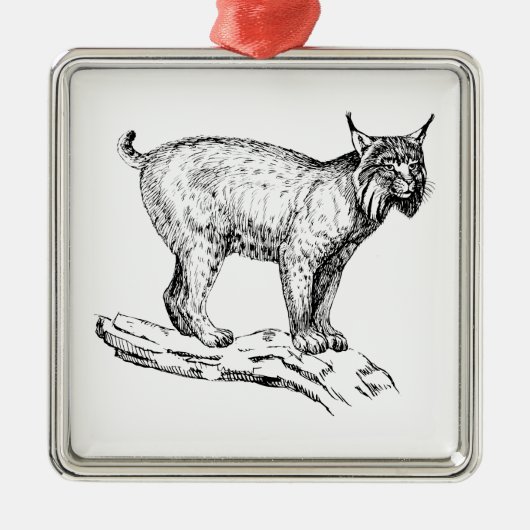 Luchs Silbernes Ornament (Vorne)