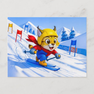 Luchs-Skilauf-Riesenslalom im Winter Postkarte