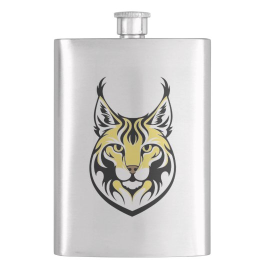 Luchs, wilde Katze Flachmann (Vorderseite)