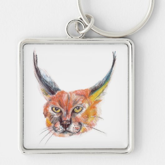 Luchs, zeichnend Wildtiere Schlüsselring Schlüsselanhänger (Vorne)