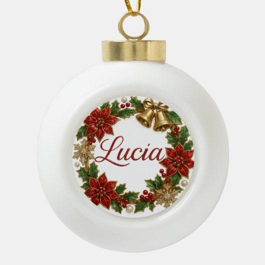 Lucía Christmas Name Ceramic Ornament (Vorderseite)