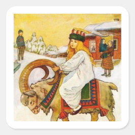 Lucia fährt die Jul-Ziege Quadratischer Aufkleber