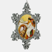 Lucia fährt die Jul-Ziege Schneeflocken Zinn-Ornament (Links)