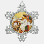 Lucia fährt die Jul-Ziege Schneeflocken Zinn-Ornament (Vorderseite)