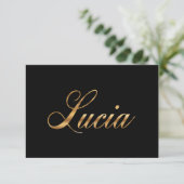 Lucia gold Design Lettering Karte (Stehend Vorderseite)