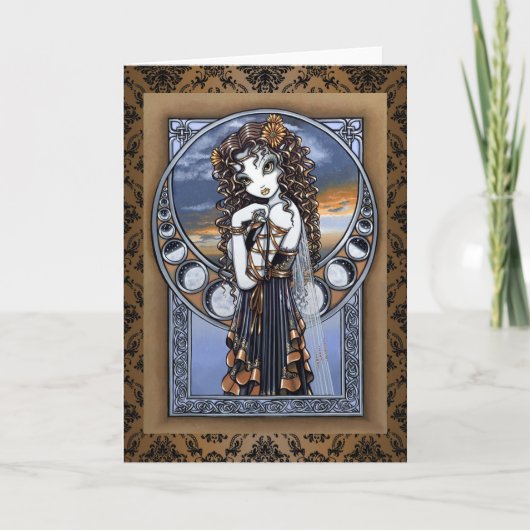 "Lucia" Gotische Blume Moon Fairy Art Grußkarte Karte (Vorderseite)