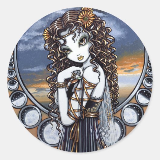 "Lucia" Gotische Blume Moon Fairy Art Stickers (Vorderseite)
