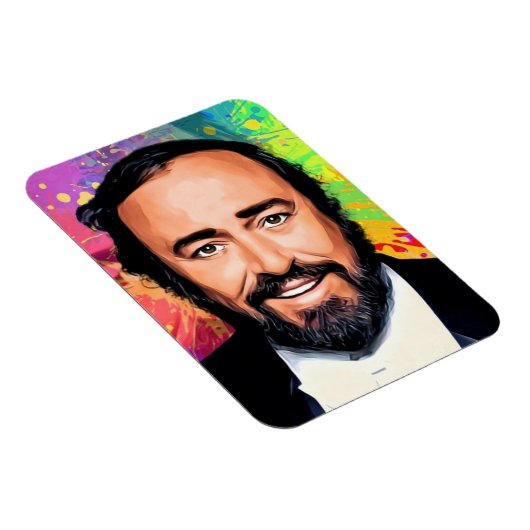 Luciano Pavarotti Colored Portrait Magnet (Rechte Seite)