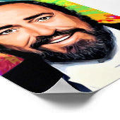 Luciano Pavarotti Colored Portrait Poster (Ecke)