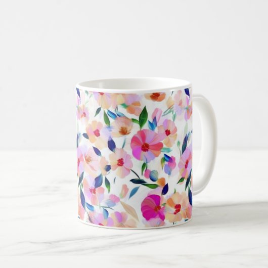 Lucid Blume floral Vibrannte Botanisch farbig Kaffeetasse (VorderseiteRechts)