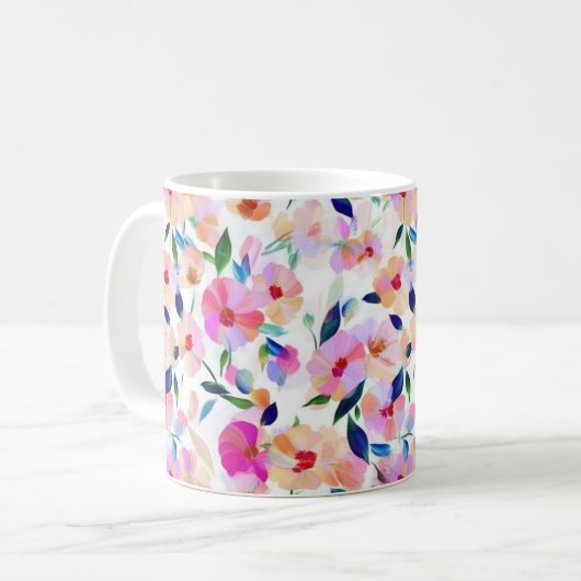 Lucid Blume floral Vibrannte Botanisch farbig Kaffeetasse (Vorderseite Links)