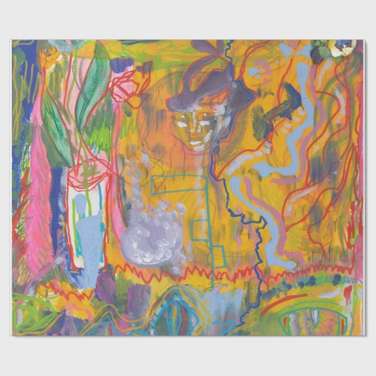 Lucid Dreamer Rosa Regenbogen Abstrakte Malerei Ku Geschenkpapier (Flach)