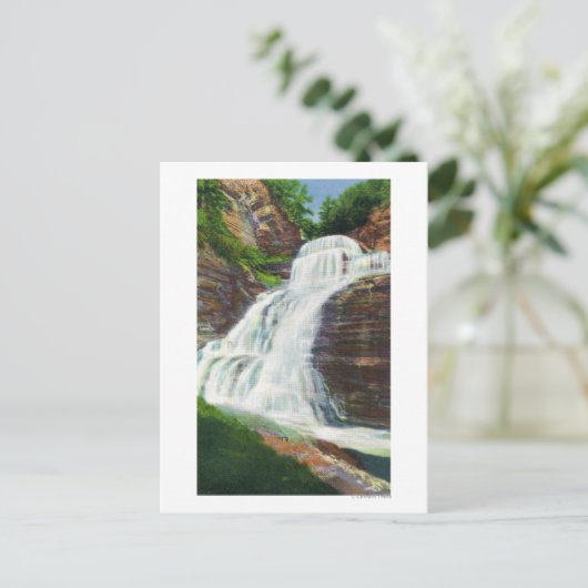 Lucifer Falls View in Robert H. Treman Staat Postkarte (Stehend Vorderseite)