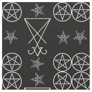 Lucifer Sigil Pentagrams Occult Goth Fabric Stoff