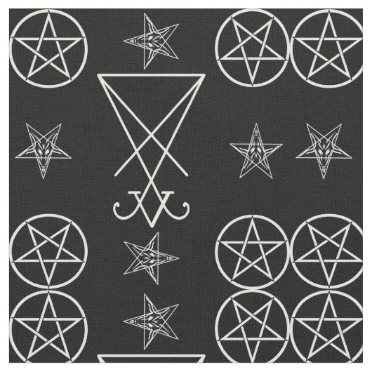 Lucifer Sigil Pentagrams Occult Goth Fabric Stoff (Nahaufnahme)