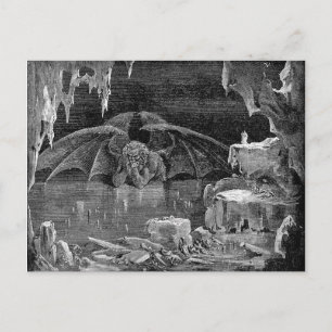 Lucifer Vintage-Holzschnitt-Gotik-Kunst Postkarte