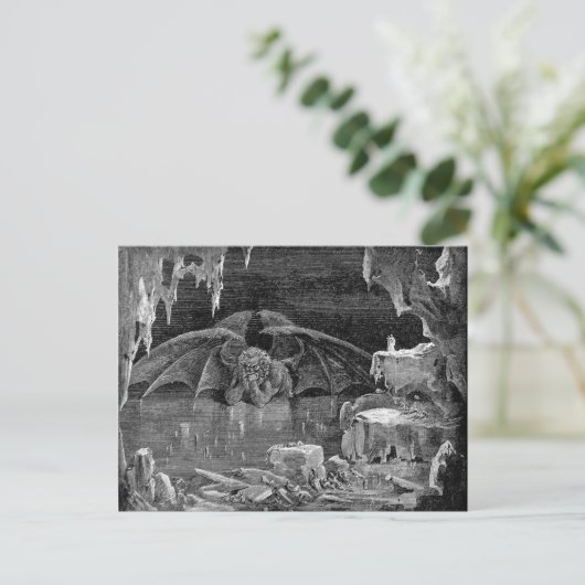 Lucifer Vintage Holzschnitzereien Gravur Kunst Postkarte (Stehend Vorderseite)