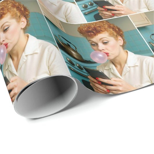 Lucille Ball Simste auf einem Handy Geschenkpapier (Rolleneckpunkt)