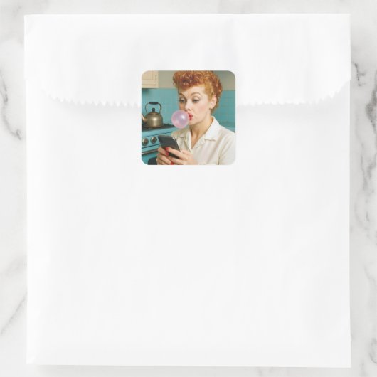 Lucille Ball Simste auf einem Handy Quadratischer Aufkleber (Tasche)